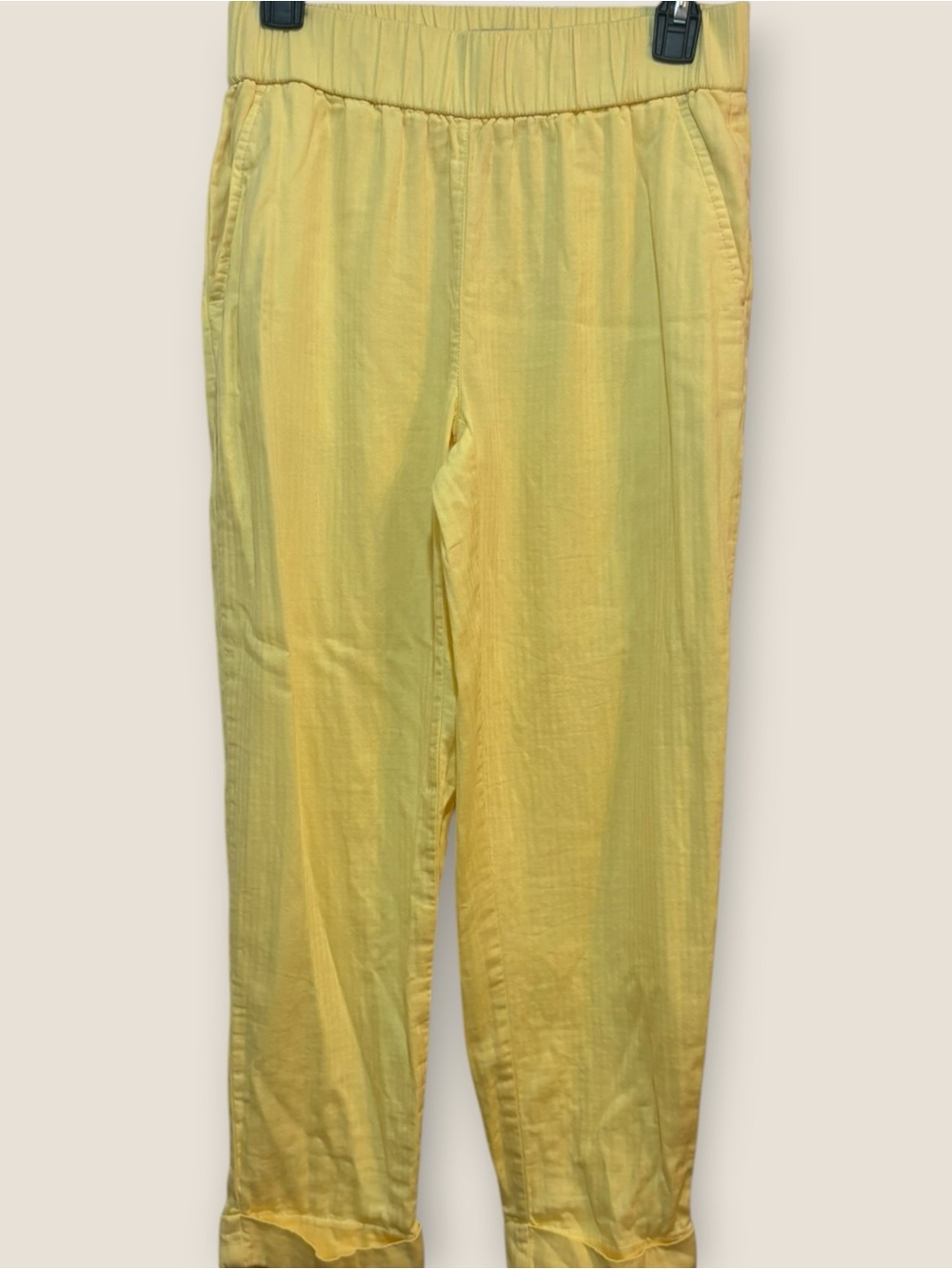 100% Cotton Loft Cottagecore Yellow High Rise Straight Leg Pull-On Pants